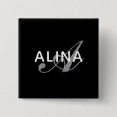 Create Your Own Name Monogram Design 2'' Square 缶バッジ (正面)