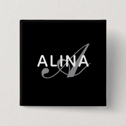 Create Your Own Name Monogram Design 2'' Square 缶バッジ (正面)