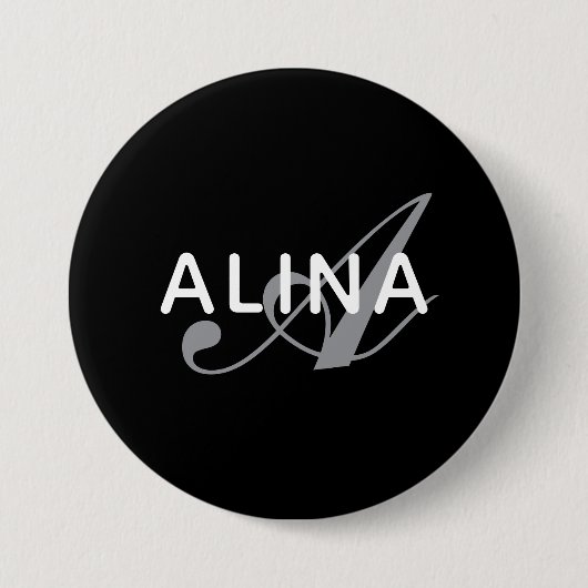 Create Your Own Name Monogram Design 3 Inch Round 缶バッジ (正面)