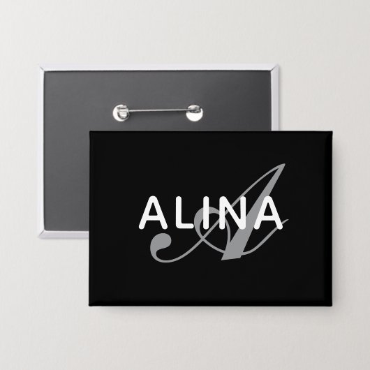 Create Your Own Name Monogram Rectangle 3.5" x 2.5 缶バッジ (正面/裏面)