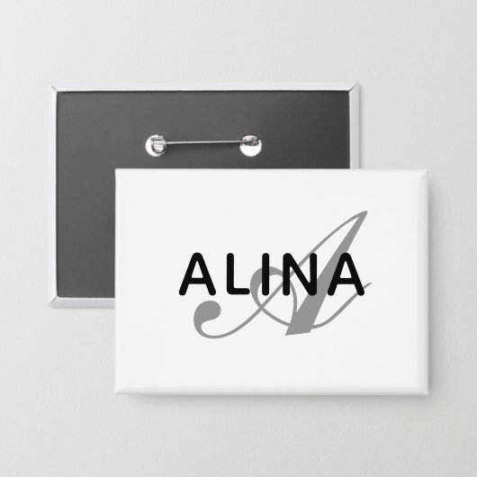 Create Your Own Name Monogram Rectangle 3.5" x 2.5 缶バッジ (正面/裏面)