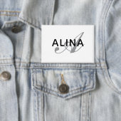 Create Your Own Name Monogram Rectangle 3.5" x 2.5 缶バッジ (インサイチュ)