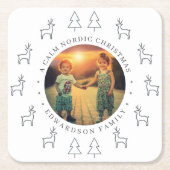 Create your own nordic family photo christmas スクエアペーパーコースター (正面)