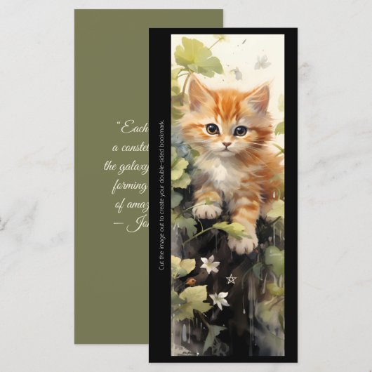 Create Your Own Orange Kitten Floral Bookmark Card (正面/裏面)