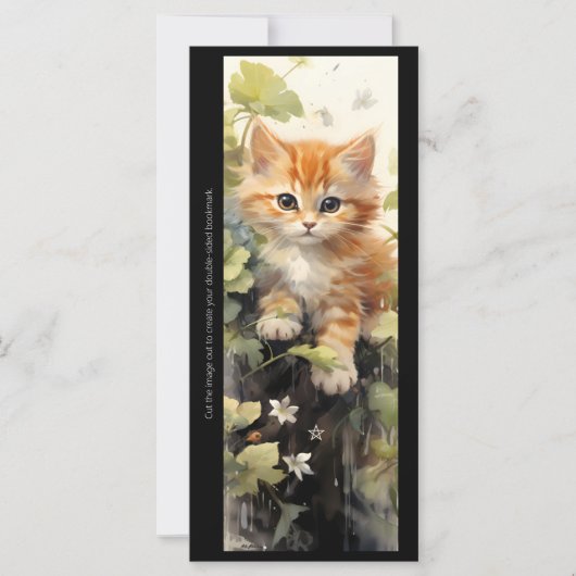 Create Your Own Orange Kitten Floral Bookmark Card (正面)
