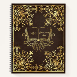 Create Your Own Ornate Gilded Grimoire Brown ノートブック