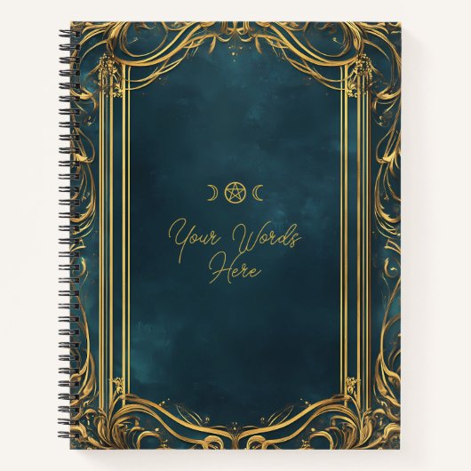 Create Your Own Ornate Teal & Gold ノートブック (正面)
