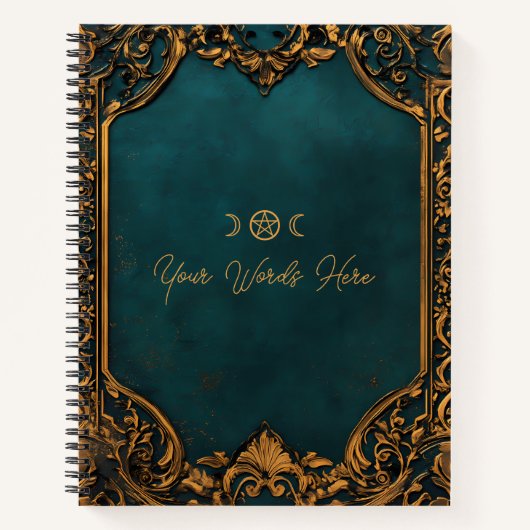 Create Your Own Ornate Teal & Tarnished Gold ノートブック (正面)