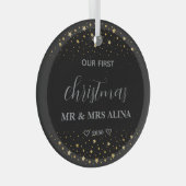 Create Your Own Our First Christmas Married ガラスオーナメント (正面右)