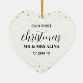 Create Your Own Our First Christmas Married セラミックオーナメント (正面)