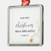 Create Your Own Our First Christmas Married メタルオーナメント (左)
