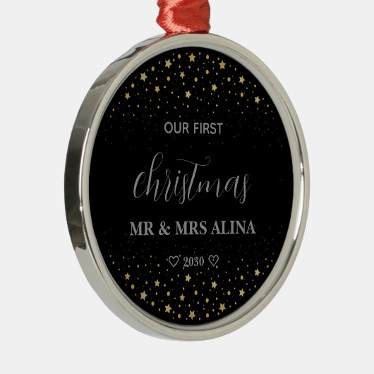 Create Your Own Our First Christmas Married メタルオーナメント (右)