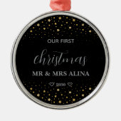 Create Your Own Our First Christmas Married メタルオーナメント (正面)