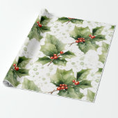 Create Your Own Painted Red Holly ラッピングペーパー (アンロールド)
