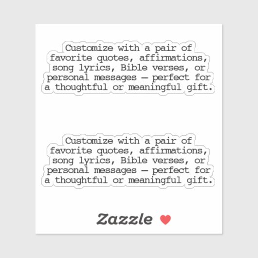 Create Your Own Pair of Custom Quote Verse Blck S シール (シート)