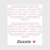 Create Your Own Pair of Custom Quote Verse Pink XS シール (シート)