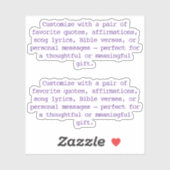 Create Your Own Pair of Custom Quote Verse Pupl XS シール (シート)
