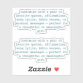 Create Your Own Pair of Custom Quote Verse Teal XS シール (シート)