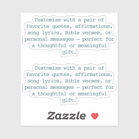 Create Your Own Pair of Custom Quote Verse Teal XS シール (シート)