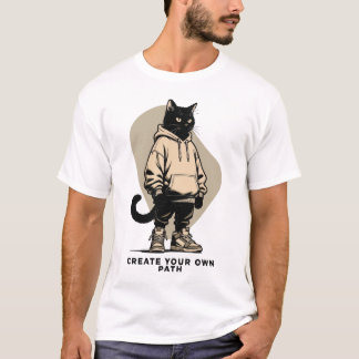 Create Your Own Path – Motivational Streetwear Cat Tシャツ