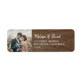 Create your own personal photo on wood Wedding ラベル (正面)