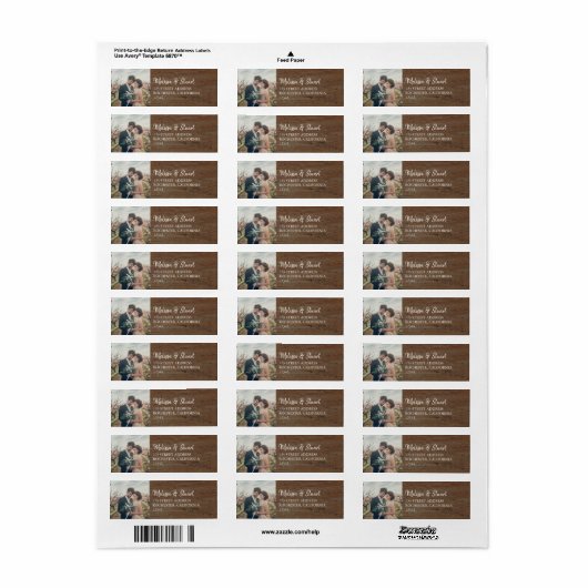 Create your own personal photo on wood Wedding ラベル (フルシート)