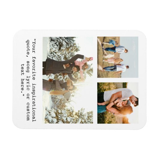 Create Your Own Personalized 3 Photo and Quote マグネット (横)