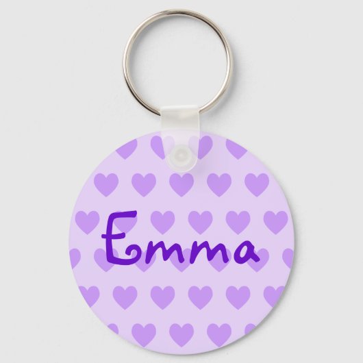 Create Your Own Personalized Purple Polka Hearts キーホルダー (正面)