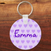 Create Your Own Personalized Purple Polka Hearts キーホルダー (正面)
