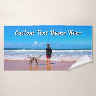 Create Your Own Pet Photo Bath Towels Custom Text バスタオルセット