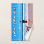 Create Your Own Pet Photo Bath Towels Custom Text バスタオルセット (ハンドタオル)