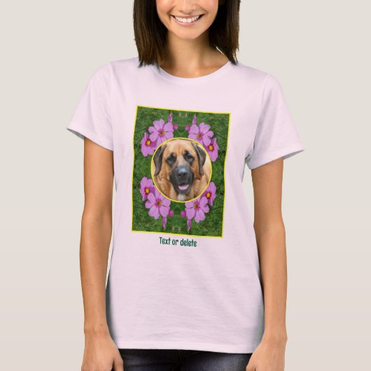 Create Your Own Pet Photo Pink Cosmos Flowers  Tシャツ (正面)