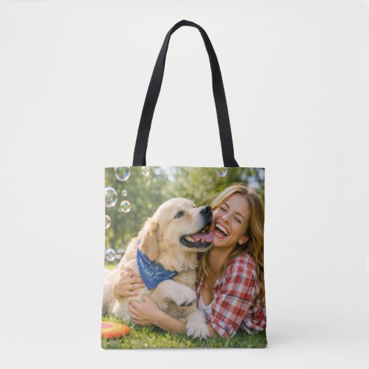 Create Your Own Pet Tote Bag – Add 2 Custom Photos トートバッグ (正面)