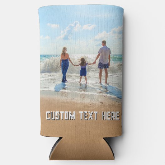 Create Your Own Photo Can Coolers Gift Custom Text スリム缶クーラー (正面)