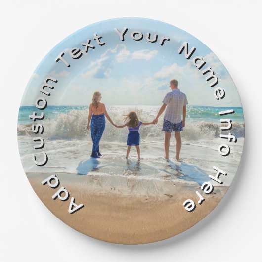 Create Your Own Photo Paper Plates Custom Text ペーパープレート (正面)