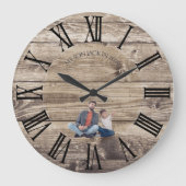 Create Your Own Photo Rustic Wood Clock ラージ壁時計 (正面)