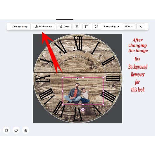 Create Your Own Photo Rustic Wood Clock ラージ壁時計