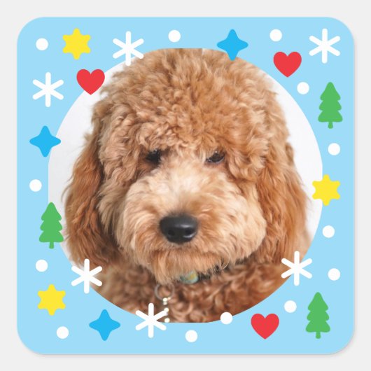 Create Your Own Photo Sticker Holiday Blue スクエアシール (正面)