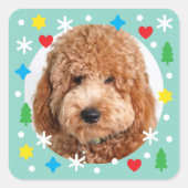Create Your Own Photo Sticker Holiday Green スクエアシール (正面)
