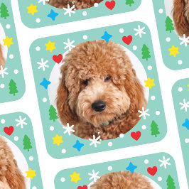 Create Your Own Photo Sticker Holiday Green スクエアシール