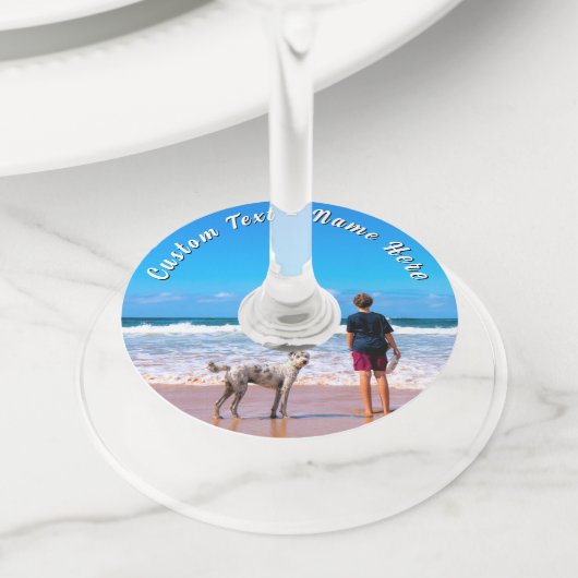 Create Your Own Photo Wine Glass Tags Custom Text ワイングラスタグ (クローズアップ)