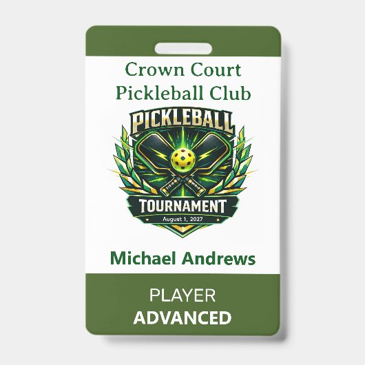 Create Your Own Pickleball Tournament Badge バッジ (正面)