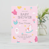 Create Your Own Pink Its A Girl Baby Shower 招待状 (スタンド正面)