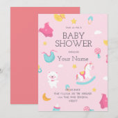Create Your Own Pink Its A Girl Baby Shower 招待状 (正面/裏面)