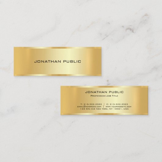 Create Your Own Professional Elegant Faux Gold スキニー名刺 (正面/裏面)