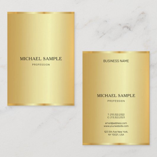 Create Your Own Professional Modern Elegant Gold 名刺 (正面/裏面)