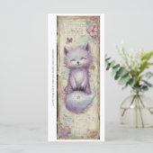 Create Your Own Purple Fox Floral Bookmark Card (スタンド正面)