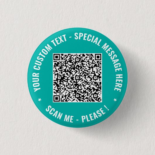 Create Your Own QR Code Buttons Personalized Text 缶バッジ (正面)