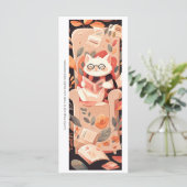 Create Your Own Reading White Cat Bookmark Card (スタンド正面)