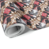 Create Your Own Red & Gold Hygge Gnome & Cookies ラッピングペーパー (ロールコーナー)